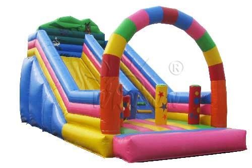 Rainbow Style Inflatable Dry Slide , Non Toxic PVC Blow Up Slide supplier