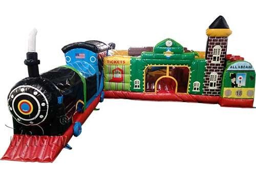 PVC Tarpaulin Inflatable Fun City Express Train Station Themed For Home Yard supplier