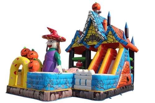 Halloween Witch Theme Kids Blow Up Bounce House With Customized Size supplier