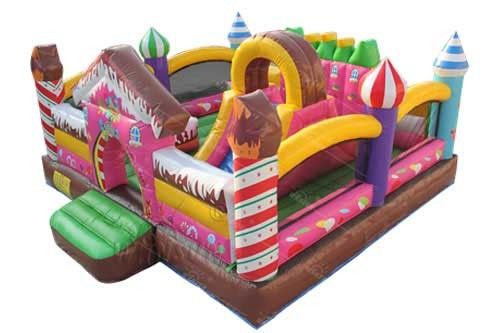 Customized Inflatable Candy Kids Blow Up House / Colorful Bounce House Combo supplier