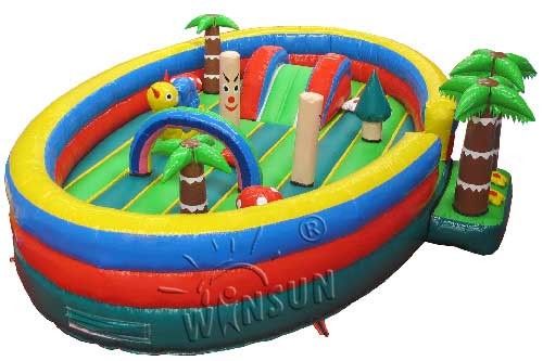 Tropical Style Kids Blow Up House / Toddler Jump House 7.3x6x2m supplier