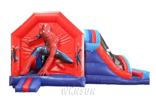 Spider Man Trampoline Inflatable Bounce House With Slide For Amusement Park supplier