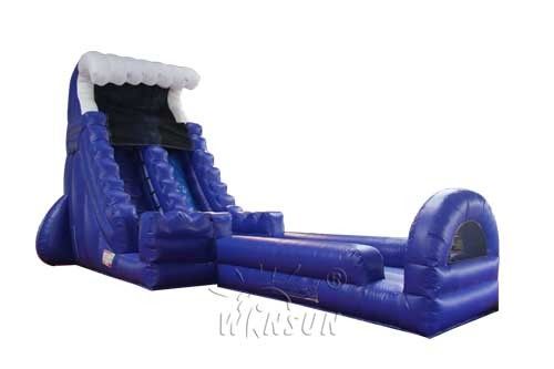 Outdoor Blue Wave Slide Customized Size With Slip N Pool Wss-253 High Durability supplier